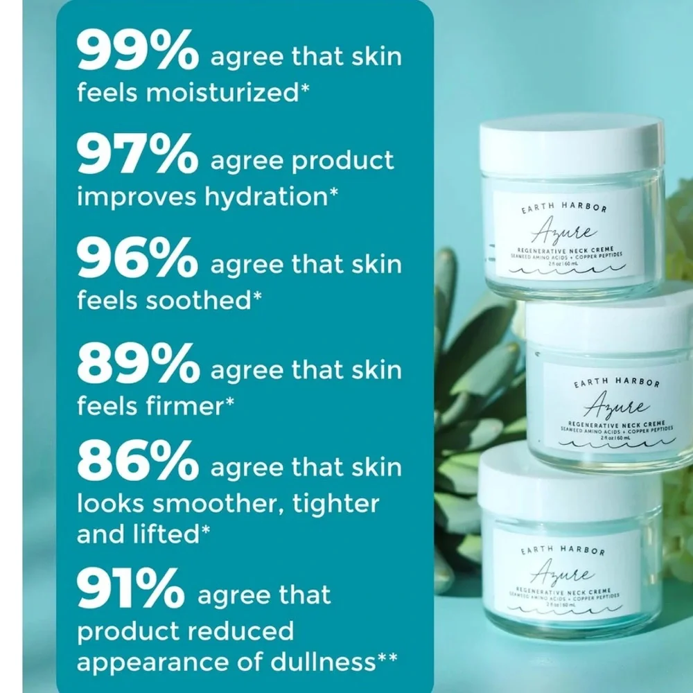 EARTH HARBOR AZURE Regenerative Neck Creme 2oz $48 NIB CLEAN BEAUTY